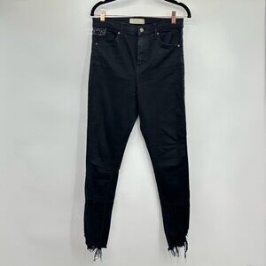 Topshop Jamie Black Shark Bitten Skinny High-Waist Ankle Jeans Size 30